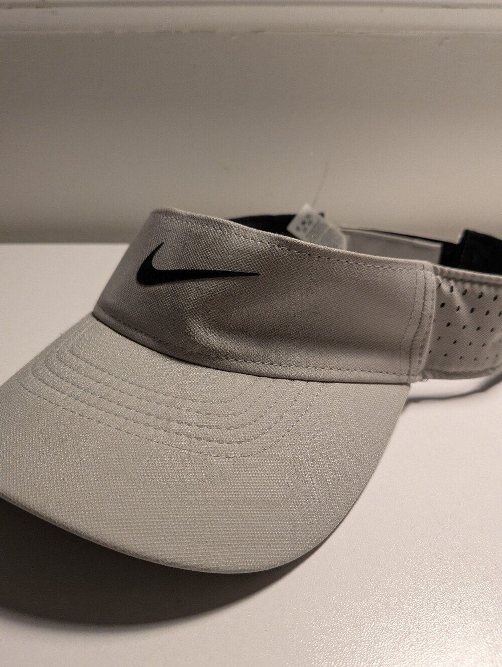Nike Dri-FIT Grey Black Logo Athletic Visor One Size Fits Most
